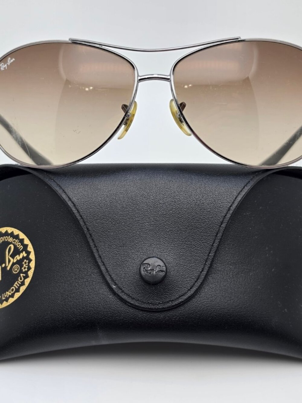 Ray-Ban RB3386 004/13 Gunmetal Frame Brown Lens Aviator Sunglasses w/ Case 63mm